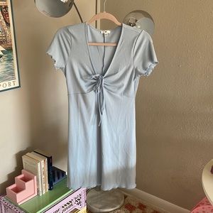 BP Tie Front Lettuce Edge Baby Blue Mini Dress Nordstrom